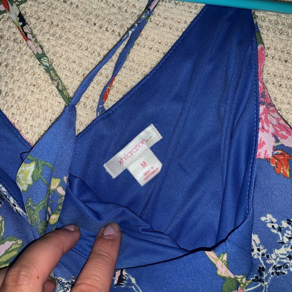 Blue/floral patterned spaghetti strap dress! - Picture 2 of 6